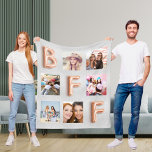 Best Friends silver rose gold photo collage Fleece Blanket<br><div class="desc">A unique gift for your best friend(s) celebrating your life together with a collage of 6 of your own photos,  pictures. A faux silver metallic looking background.  The letters BFF are written in rose gold with a balloon style font.</div>
