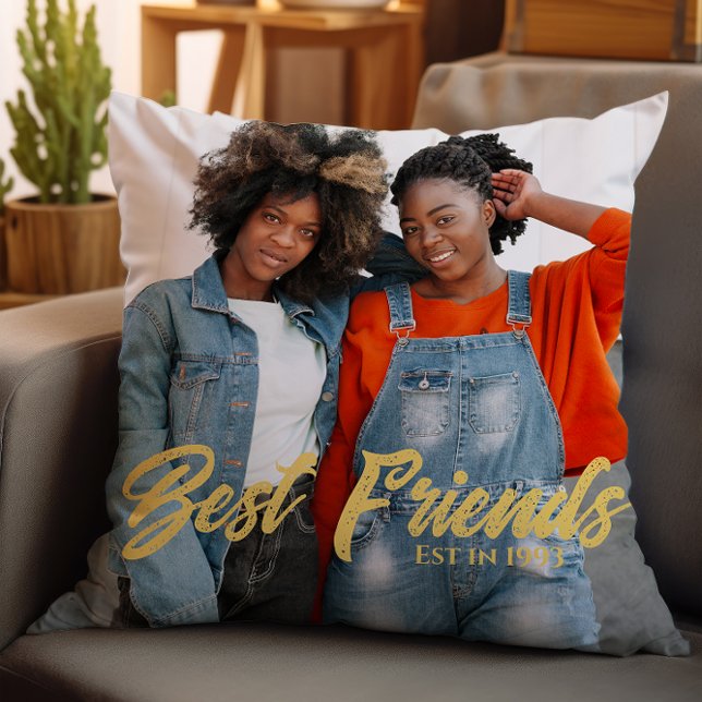 Best friends  simple modern photo  throw pillow (Creator Uploaded)