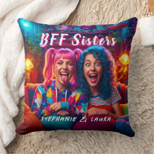 Best Friends Sisters Funny BFF Throw Pillow