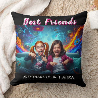 Best Friends Sisters Funny Throw Pillow