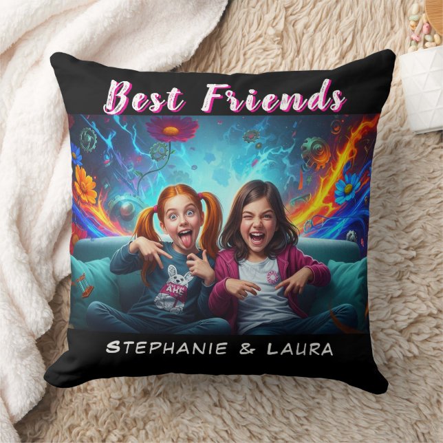 Best Friends Sisters Funny  Throw Pillow (Blanket)