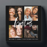 Best friends Square 4 Photos collage besties black Plaque<br><div class="desc">A great gift to celebrate your friendship! A black photo plaque with your favourite 4 photos,  personalized with your names.</div>