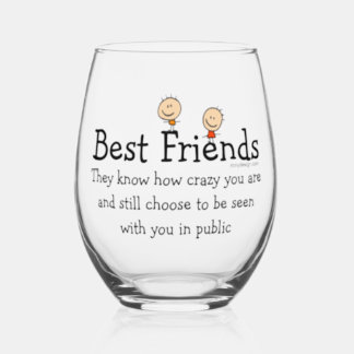 Best Friends Stemless Wine Glass