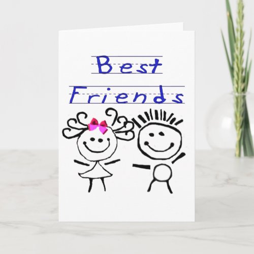 Best friends stick figure card
