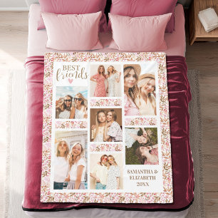 Best Friends Stylish BFF Friendship Pink Photo Fleece Blanket