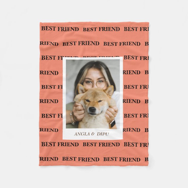 Best Friends Stylish BFF Pink Friendship Photo Fleece Blanket (Front)