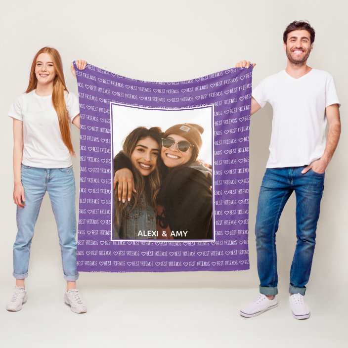 Best Friends Stylish BFF Purple W Friendship Photo Fleece Blanket