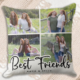 Best Friends Stylish Friendship Photo Collage Throw Pillow