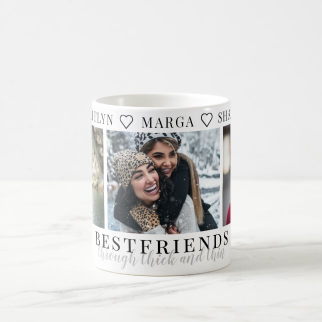 Best Friends through thick and thin Three Photo Coffee Mug (Center)