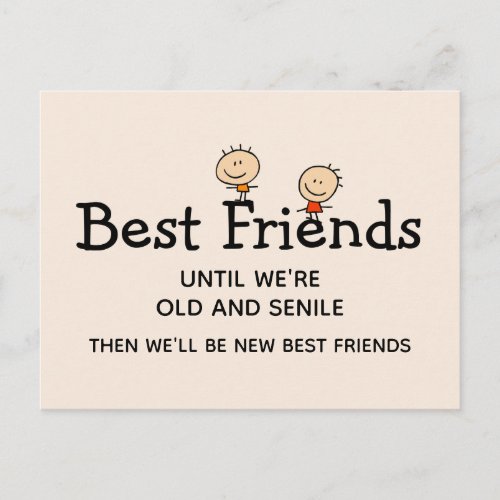 Best Friends To The End Funny Quote Postcard