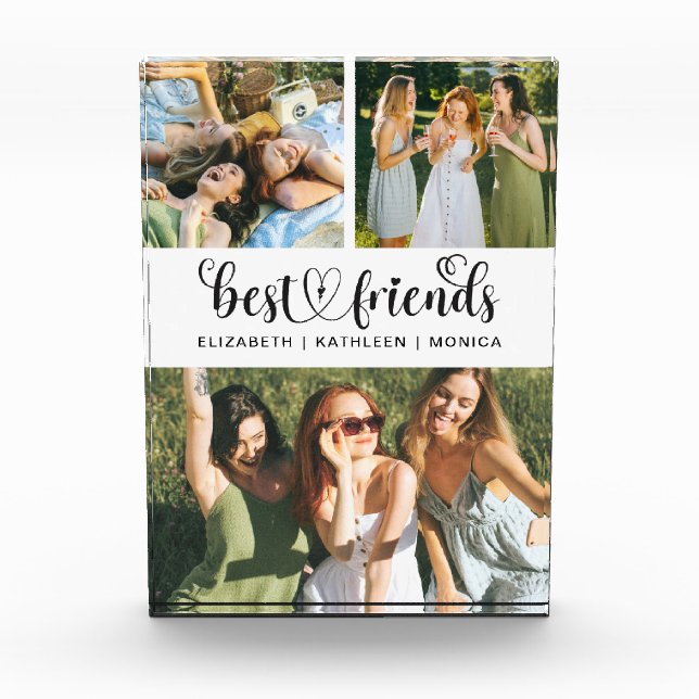 Best Friends Trendy Script Photo Collage Block (Front)