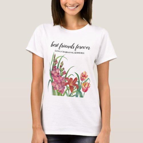 Best Friends Warm Color Floral Spring Blooms T_Shirt