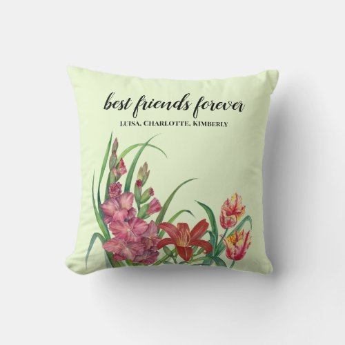 Best Friends Warm Color Floral Spring Blooms  Throw Pillow