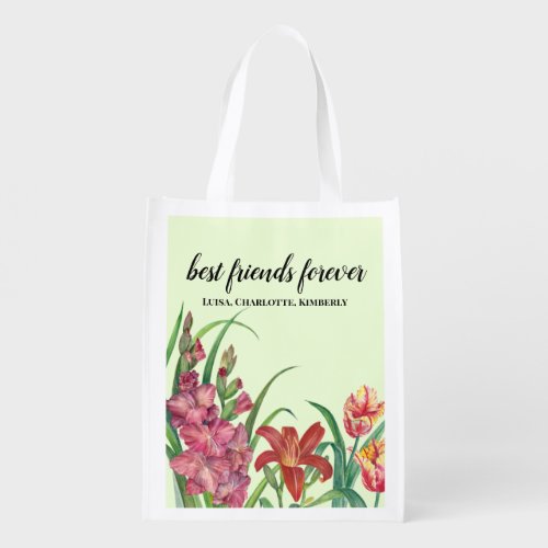 Best Friends Warm Color Floral Spring Blooms Tote 