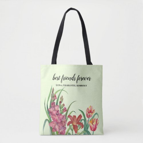 Best Friends Warm Color Floral Spring Blooms Tote Bag