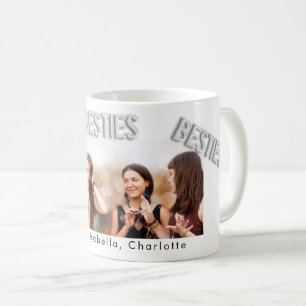 Best friends white silver besties BFF photo Coffee Mug