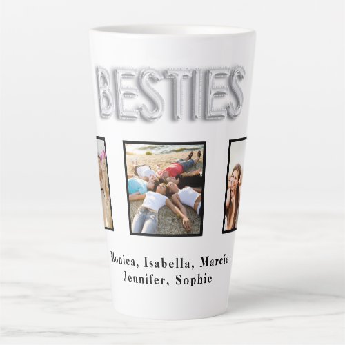 Best friends white silver besties photo names latte mug