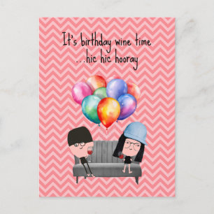 Best Friends & Wine Birthday Postcard