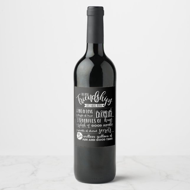 best friends wine bottle label recipe for a good (Front)