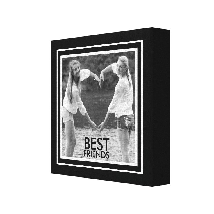 BEST Friends with Cute Black and White Photo Frame Canvas Print | Zazzle