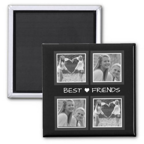 Best Friends with Cute Heart Photo Collage  Magnet