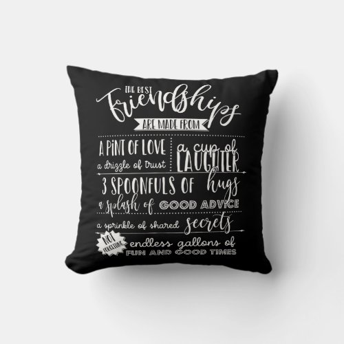 best friendships recipe cooking ingredients throw pillow