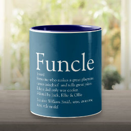 Best Funcle, Uncle Ever Fun Definition Blue Two-Tone Coffee Mug