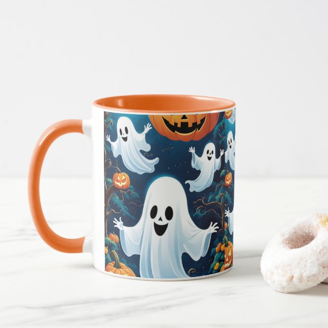 Best Funny Spooky Cute Halloween lover Mug Gift (With Donut)