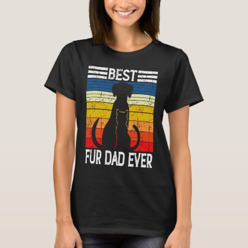 Best Fur Dad Ever Vintage Retro Dog and Cat Owner T_Shirt