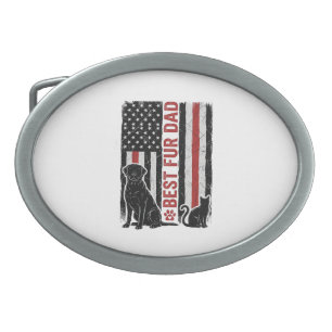 Best Fur Dad Vintage Flag Dog Cat Shirt Design_1 Belt Buckle