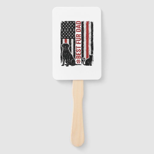 Best Fur Dad Vintage Flag Dog Cat Shirt Design_1 Hand Fan