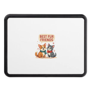 Best Fur Friends Vintage Cute Cat and Dog Cartoon  Hitch Cover