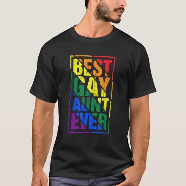 Best Gay Aunt Ever Lgbt Pride Rainbow Flag Family  T-Shirt (Front)