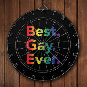 Best Gay Ever LGBT Rainbow Flag Dartboard With Darts