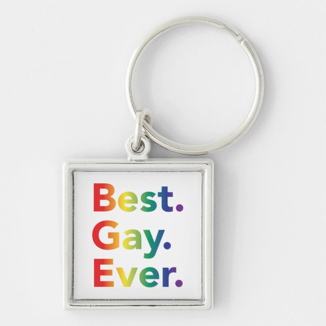 Best Gay Ever LGBT Rainbow Flag Keychain (Front)