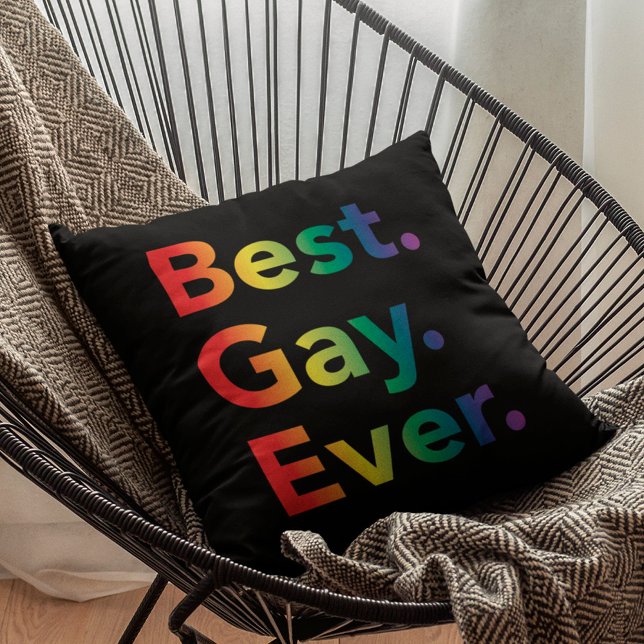 Best Gay Ever LGBT Rainbow Flag Throw Pillow (Creator Uploaded)