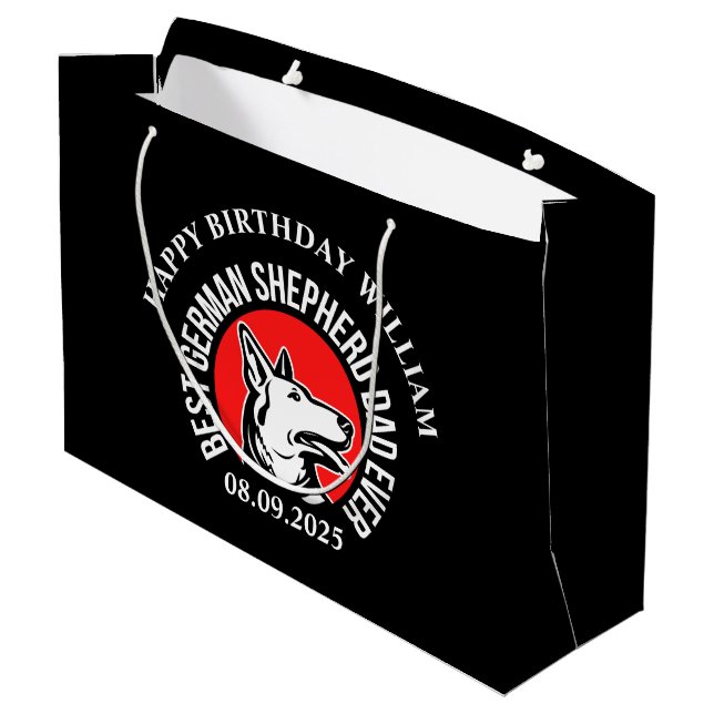 Best German Shepherd Dad Ever Birthday Gift      Large Gift Bag (Back Angled)