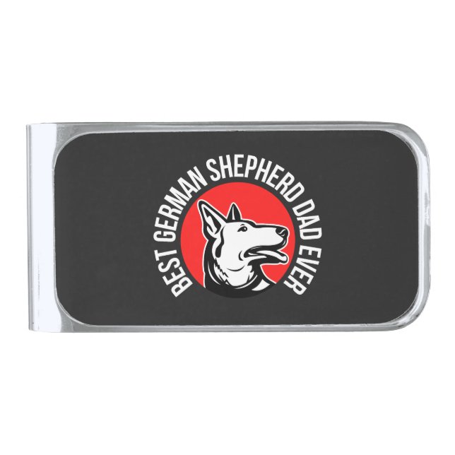 Best German Shepherd Dad Ever    Silver Finish Money Clip (Front)