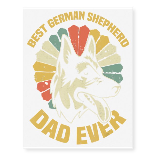 Best German Shepherd Dad Ever Temporary Tattoos (Front)