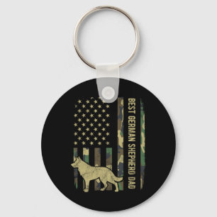Best German Shepherd Dog Dad Camouflage American F Keychain
