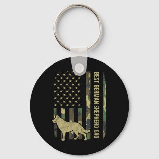 Best German Shepherd Dog Dad Camouflage American F Keychain