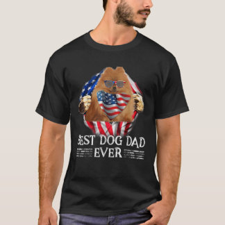 Best German Spitz Dad American Flag 4th Of July Gi T-Shirt