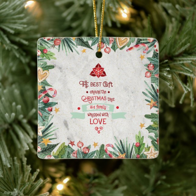 Best Gift Around the Christmas Tree  On Marble Ceramic Ornament (Tree)
