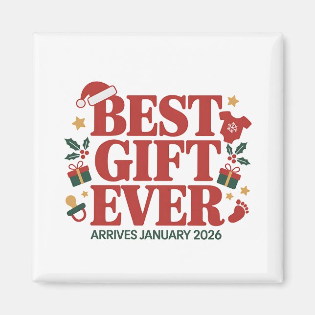 Best Gift Arrives in January 2026 Christmas Couple Magnet (Front)