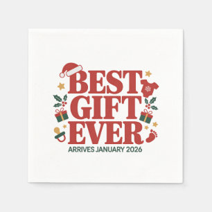 Best Gift Arrives in January 2026 Christmas Couple Napkins