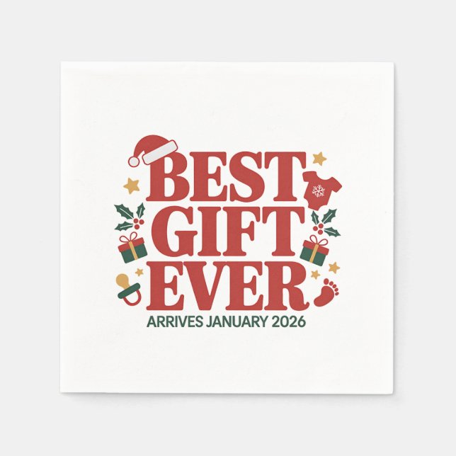 Best Gift Arrives in January 2026 Christmas Couple Napkins (Front)