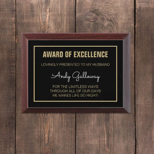 Best Gift! Custom Excellence Husband Award plaque