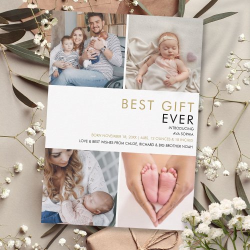 Best Gift Ever Baby Photo Birth Announcement 