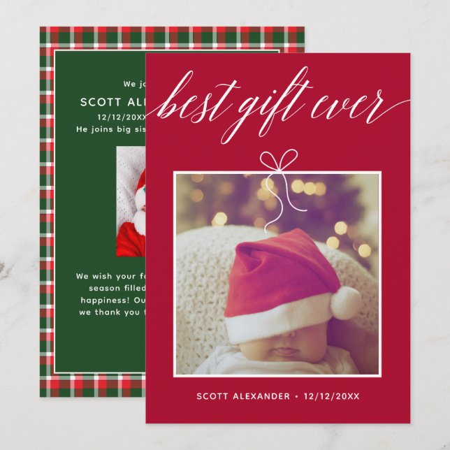 Best Gift Ever Baby Photo Flat Holiday Card (Front/Back)