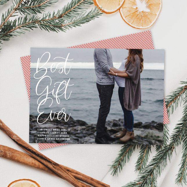 Best Gift Ever Baby Pregnancy Holiday Photo Card (Creator Uploaded)